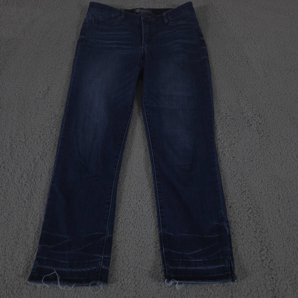 Democracy Ab Solution Jeans‎ Womens 6 Blue Straight Dark Wash Stretch Raw Hem
